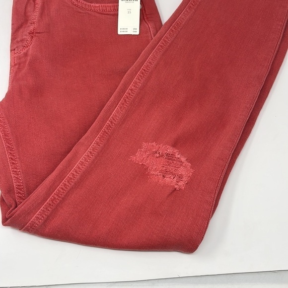 ANTHROPOLOGIE red Straight Jeans 25 - Picture 5 of 9